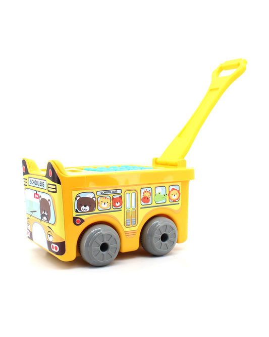 Sunta School Bus Building Blocks-30 Colorful Pieces In Portable Trolley Container-Promotes Creativity & Motor Skills-18M+