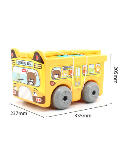 Sunta School Bus Building Blocks-30 Colorful Pieces In Portable Trolley Container-Promotes Creativity & Motor Skills-18M+
