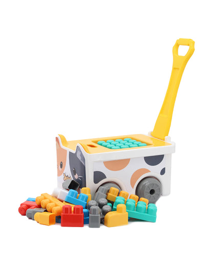 Sunta Cat Building Blocks-30 Colorful Pieces In Portable Trolley Container-Promotes Creativity & Motor Skills-18M+