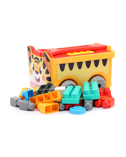Sunta Tiger Building Blocks-30 Colorful Pieces In Portable Trolley Container-Promotes Creativity & Motor Skills-18M+
