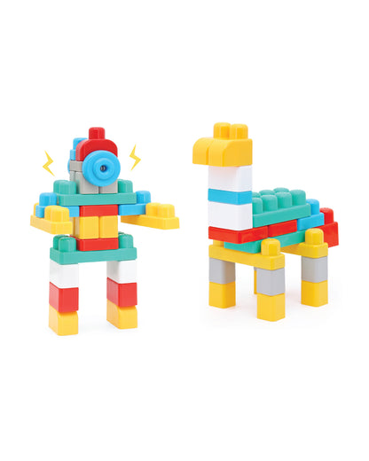 Sunta Police Car Building Blocks-30 Colorful Pieces In Portable Trolley Container-Promotes Creativity & Motor Skills-18M+