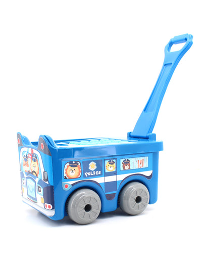 Sunta Police Car Building Blocks-30 Colorful Pieces In Portable Trolley Container-Promotes Creativity & Motor Skills-18M+