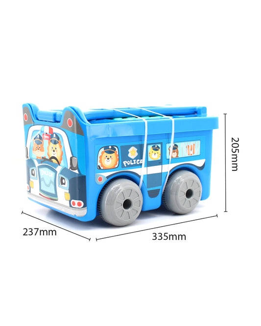 Sunta Police Car Building Blocks-30 Colorful Pieces In Portable Trolley Container-Promotes Creativity & Motor Skills-18M+