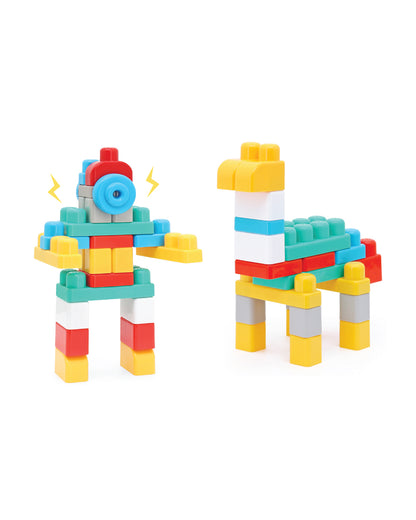 Sunta Fire Engine Building Blocks-30 Colorful Pieces In Portable Trolley Container-Promotes Creativity & Motor Skills-18M+