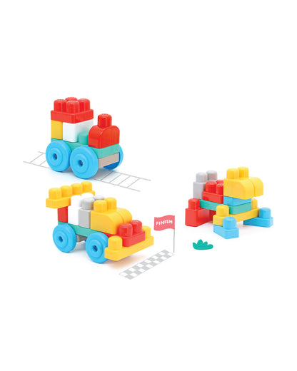 Sunta Fire Engine Building Blocks-30 Colorful Pieces In Portable Trolley Container-Promotes Creativity & Motor Skills-18M+