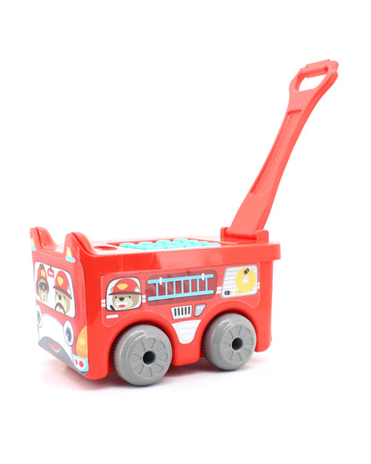 Sunta Fire Engine Building Blocks-30 Colorful Pieces In Portable Trolley Container-Promotes Creativity & Motor Skills-18M+