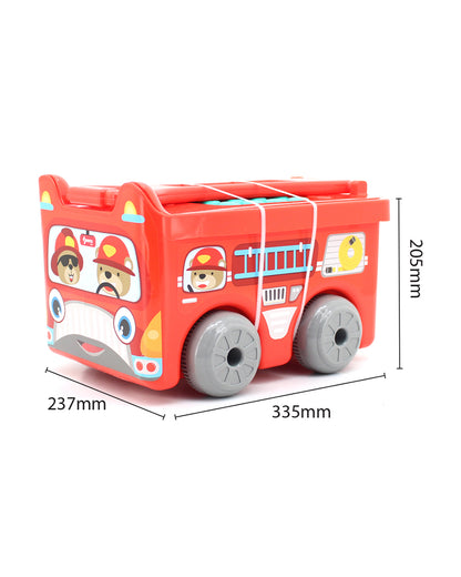 Sunta Fire Engine Building Blocks-30 Colorful Pieces In Portable Trolley Container-Promotes Creativity & Motor Skills-18M+