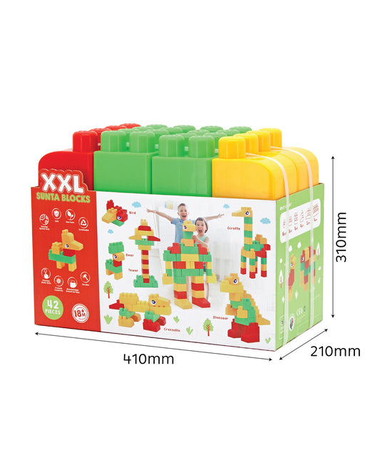 Sunta XXL Building Blocks-42 Extra Large ABS Bricks with Round Edges-Boosts Creativity & Motor Skills-18M+