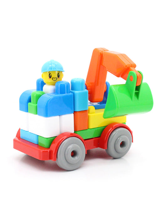 Sunta Excavator Truck Building Blocks-24 Colorful Pieces-Promotes Creativity & Motor Skills-18M+