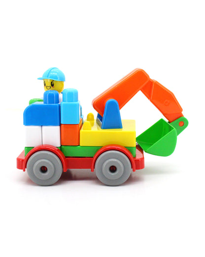 Sunta Excavator Truck Building Blocks-24 Colorful Pieces-Promotes Creativity & Motor Skills-18M+
