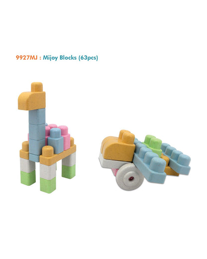 Sunta The Blocks Of Joy Building Blocks-63 Rice Husk Pieces In Portable Box-Boosts Creativity & Motor Skills-18M+