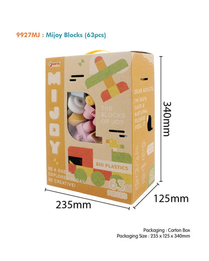 Sunta The Blocks Of Joy Building Blocks-63 Rice Husk Pieces In Portable Box-Boosts Creativity & Motor Skills-18M+