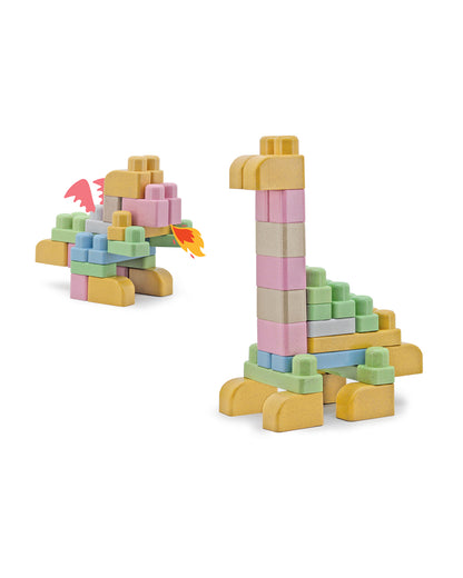 Sunta Mijoy Rice Husk Building Blocks-Mix Series-50 Eco-Friendly Bio Plastic Pieces With Round Edges-Boosts Creativity & Motor Skills-18M+