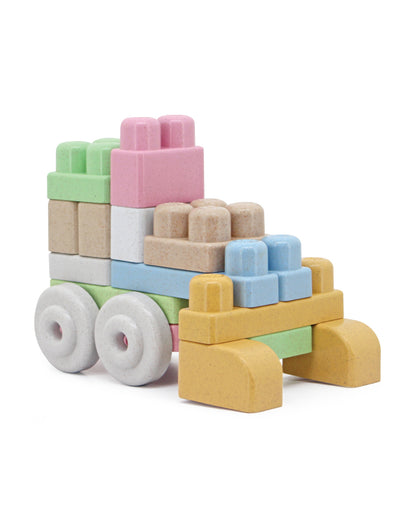 Sunta Mijoy Rice Husk Building Blocks-Vehicles-30 Eco-Friendly Bio Plastic Pieces With Round Edges-Boosts Creativity & Motor Skills-18M+