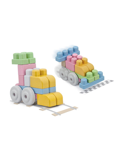 Sunta Mijoy Rice Husk Building Blocks-Vehicles-30 Eco-Friendly Bio Plastic Pieces With Round Edges-Boosts Creativity & Motor Skills-18M+