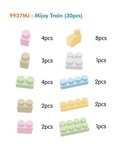 Sunta Mijoy Rice Husk Building Blocks-Dinosaur-30 Eco-Friendly Bio Plastic Pieces With Round Edges-Boosts Creativity & Motor Skills-18M+