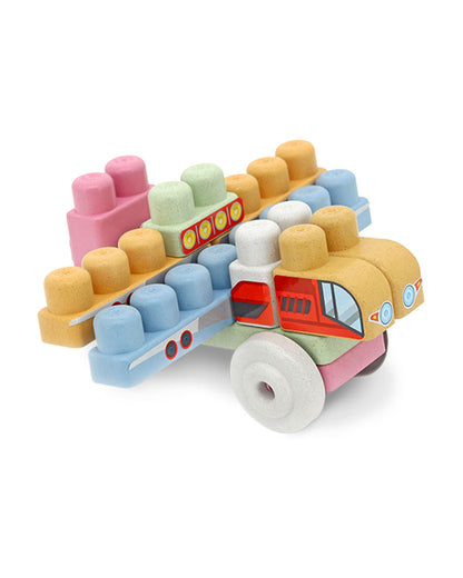 Sunta Mijoy Rice Husk Building Blocks-Aeroplane-19 Eco-Friendly Bio Plastic Pieces With Themed Stickers-Boosts Creativity & Motor Skills-18M+
