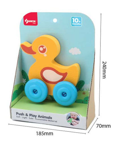 Sunta Duck Push & Pull Toy-EVA Foam Squeeze & Stick-Promotes Sensory Development-10M+
