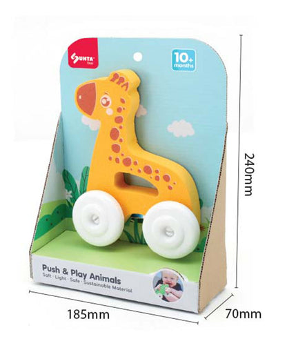 Sunta Giraffe Push & Pull Toy-EVA Foam Squeeze & Stick-Promotes Sensory Development-10M+