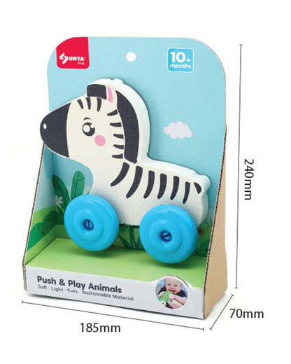Sunta Zebra Push & Pull Toy-EVA Foam Squeeze & Stick-Promotes Sensory Development-10M+