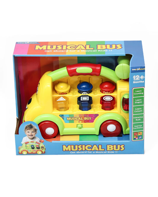 Innovador Musical Bus Toy-Assorted-Pop Up Animal Characters & Musical Sound Modes-Hammer Tap Cause And Effect Play-12M+