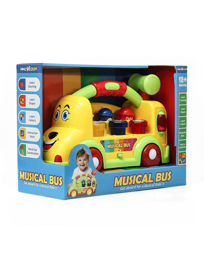 Innovador Musical Bus Toy-Assorted-Pop Up Animal Characters & Musical Sound Modes-Hammer Tap Cause And Effect Play-12M+