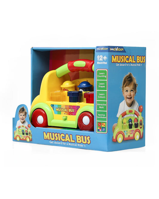 Innovador Musical Bus Toy-Assorted-Pop Up Animal Characters & Musical Sound Modes-Hammer Tap Cause And Effect Play-12M+
