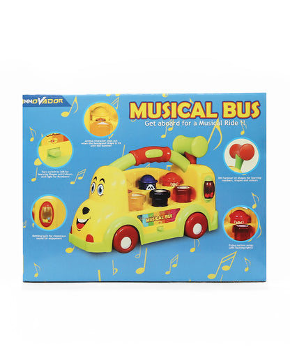 Innovador Musical Bus Toy-Assorted-Pop Up Animal Characters & Musical Sound Modes-Hammer Tap Cause And Effect Play-12M+