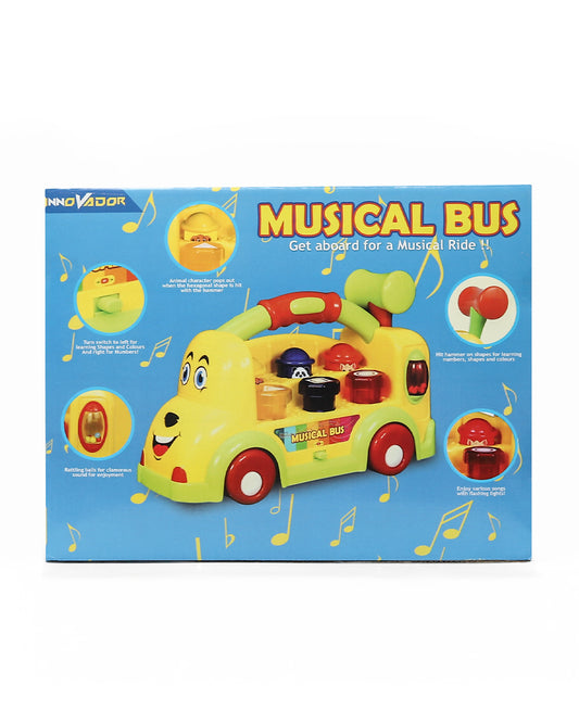 Innovador Musical Bus Toy-Assorted-Pop Up Animal Characters & Musical Sound Modes-Hammer Tap Cause And Effect Play-12M+