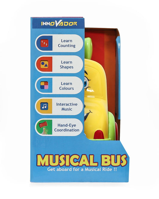 Innovador Musical Bus Toy-Assorted-Pop Up Animal Characters & Musical Sound Modes-Hammer Tap Cause And Effect Play-12M+