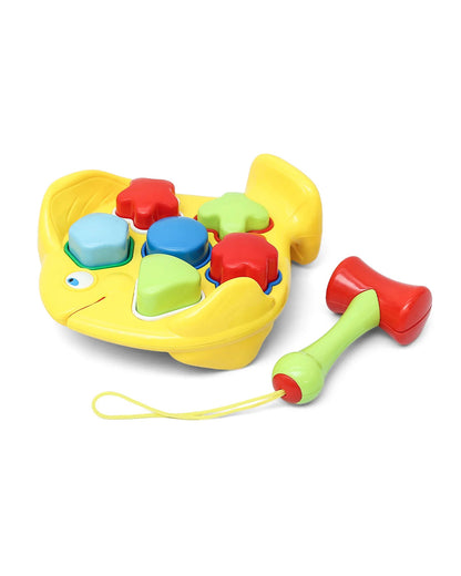 Innovador Fish Themed Shape Sorter With Rattle Hammer-Enhances Fine Motor Skills-12M+