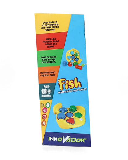 Innovador Fish Themed Shape Sorter With Rattle Hammer-Enhances Fine Motor Skills-12M+