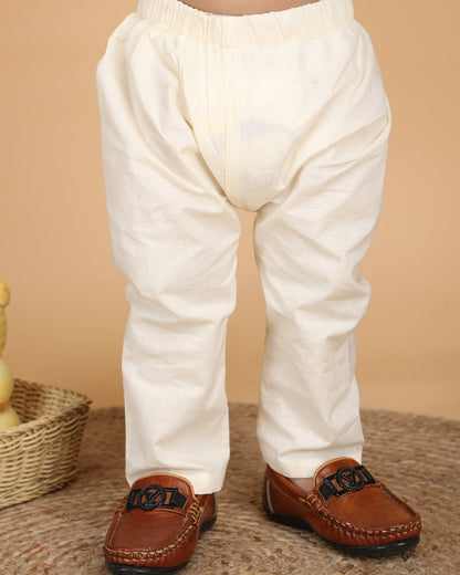 Polka Tots Yellow Jhabla Set-Elephant Print-Cotton-For Infants