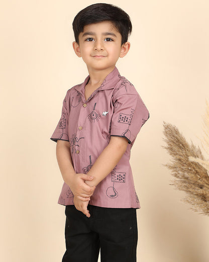 Polka Tots Pink Shirt-Embroidered-Cotton-For Infants