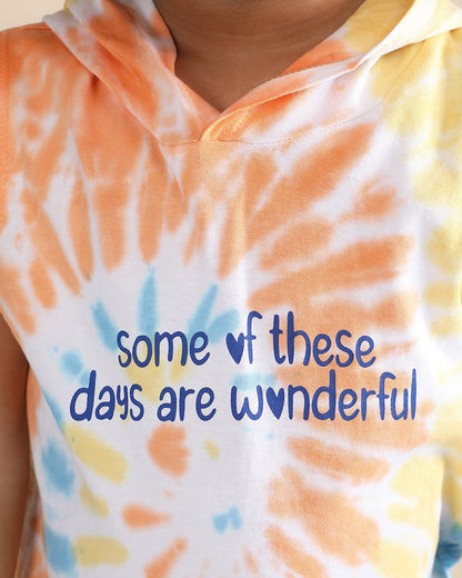 Polka Tots Multicolor T-shirt & Shorts Set-Tie Dye Print-Cotton-For Infants