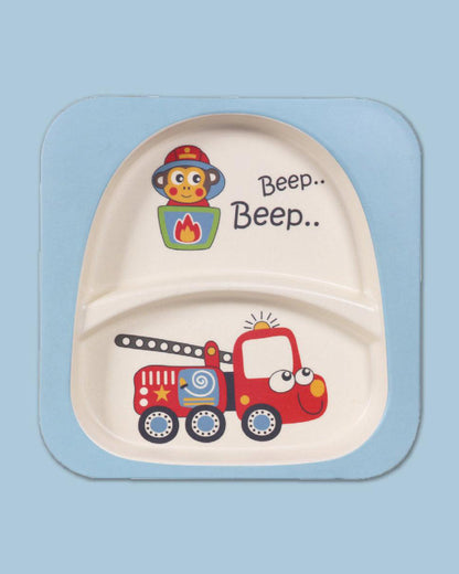 Polka Tots Eco Friendly Bamboo Fiber Dinner Set-Firetruck-Meal Sets
