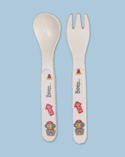 Polka Tots Eco Friendly Bamboo Fiber Dinner Set-Firetruck-Meal Sets