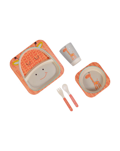 Polka Tots Eco Friendly Bamboo Fiber Dinner Set-Giraffe-Meal Sets