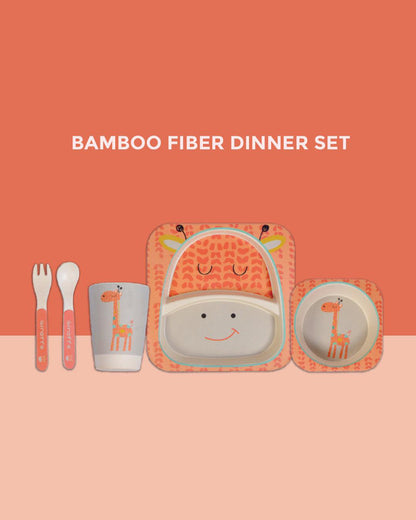 Polka Tots Eco Friendly Bamboo Fiber Dinner Set-Giraffe-Meal Sets
