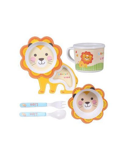 Polka Tots Eco Friendly Bamboo Fiber Crockery Set-Lovely Lion-Meal Sets