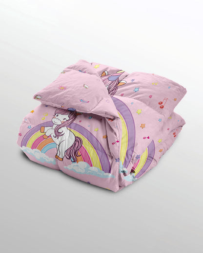 Polka Tots Reversible Baby Quilt-Unicorn-100% Microfiber-Pink-For Toddlers
