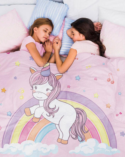 Polka Tots Reversible Baby Quilt-Unicorn-100% Microfiber-Pink-For Toddlers