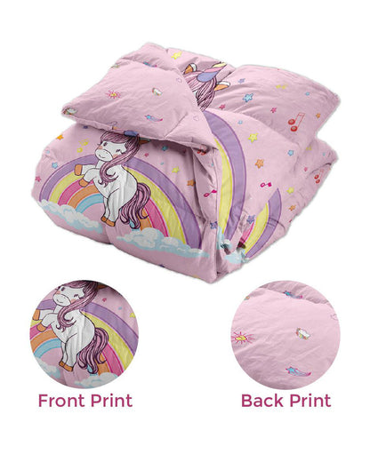 Polka Tots Reversible Baby Quilt-Unicorn-100% Microfiber-Pink-For Toddlers