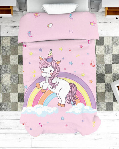 Polka Tots Reversible Baby Quilt-Unicorn-100% Microfiber-Pink-For Toddlers