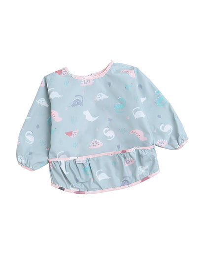 Polka Tots Full Sleeves Washable Waterproof Apron Feeding Bib-Dino