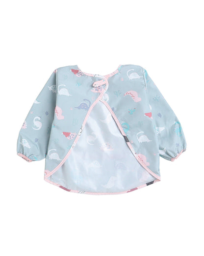 Polka Tots Full Sleeves Washable Waterproof Apron Feeding Bib-Dino