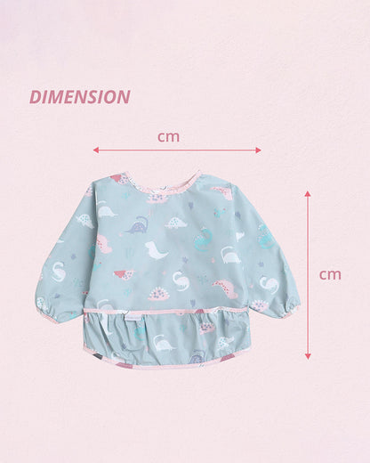 Polka Tots Full Sleeves Washable Waterproof Apron Feeding Bib-Dino