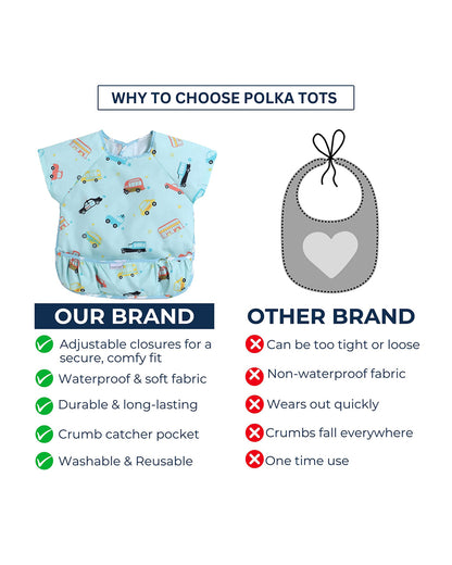Polka Tots Half Sleeve Washable Waterproof Apron Feeding Bib-6-24M
