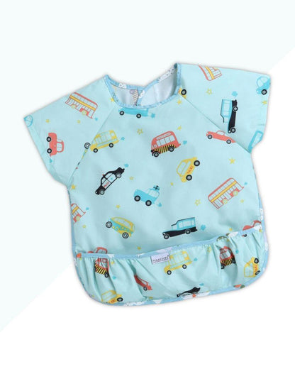 Polka Tots Half Sleeve Washable Waterproof Apron Feeding Bib-6-24M-Car