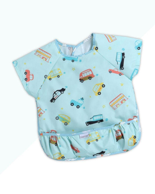 Polka Tots Half Sleeve Washable Waterproof Apron Feeding Bib-6-24M-Car